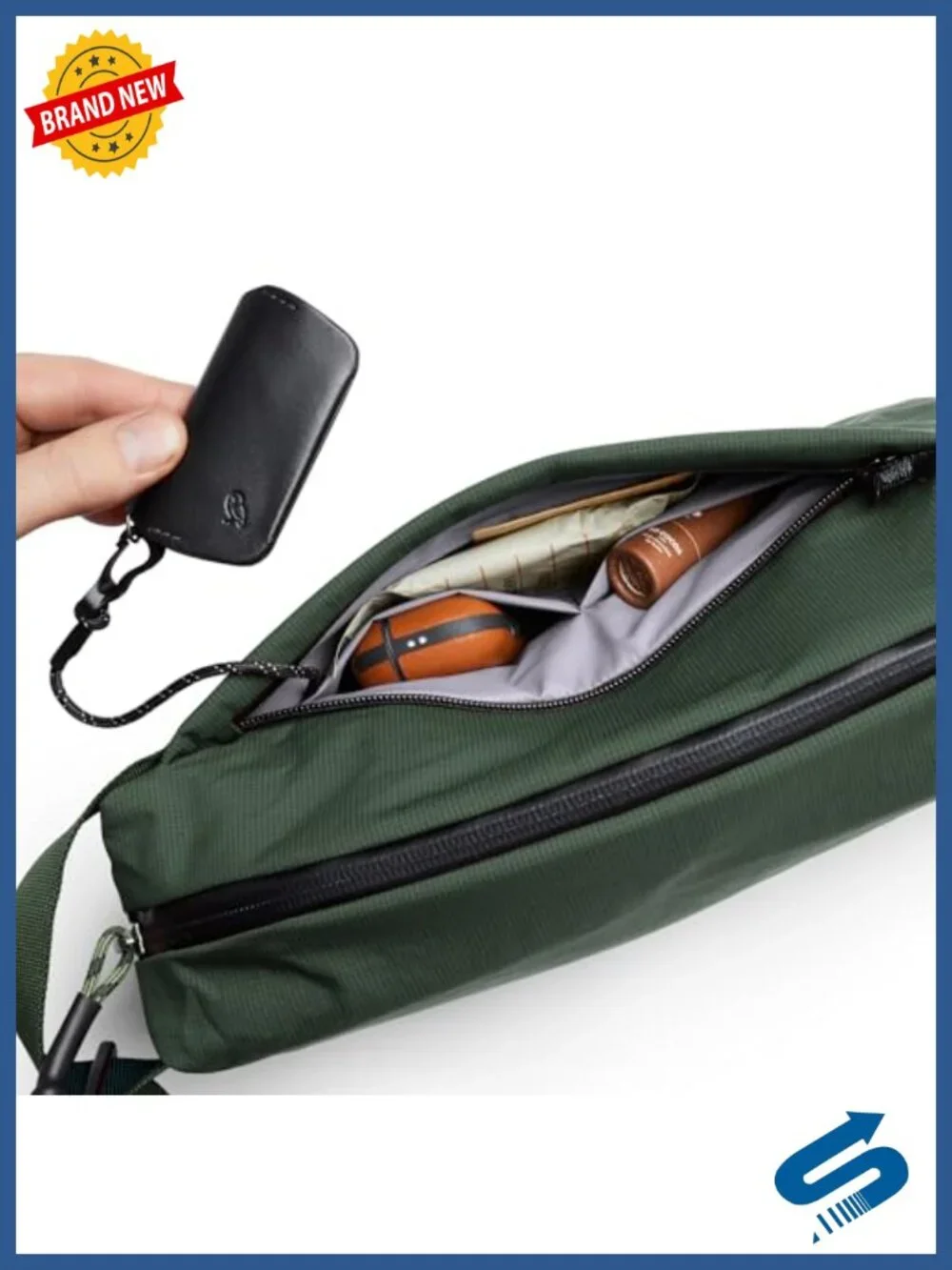 Lightweight Recycled Nylon Crossbody Sling Bag with Expandable Gusset and
